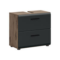 WASCHBECKENUNTERSCHRANK ICE (B/H/T: ca. 60/55/30 cm) in Nox Oak Nachbildung/schwarz matt - Eichefarben, Holz (60/55/30cm)