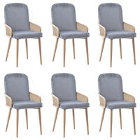 ESSZIMMERSTUHL 6er-Set Samt mit Rattan-Design Grau - Grau, Holz (43/90/41cm) - Meubliv