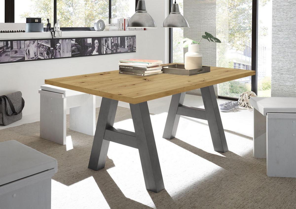 ESSZIMMERTISCH Elia 4 140 x 90 x 75 Esstisch Graphit/Asteiche - Eiche Artisan, Holz (140/90/75cm) - 58aufmkessel