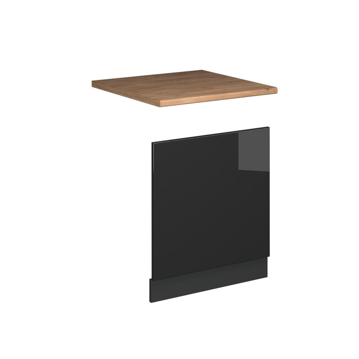 FRONTBLENDE Fame-Line Anthrazit Hochglanz 60 cm , AP Eiche - Schwarz Hochglanz/Anthrazit, Holzwerkstoff (60/67.4/1.6cm) - Vicco