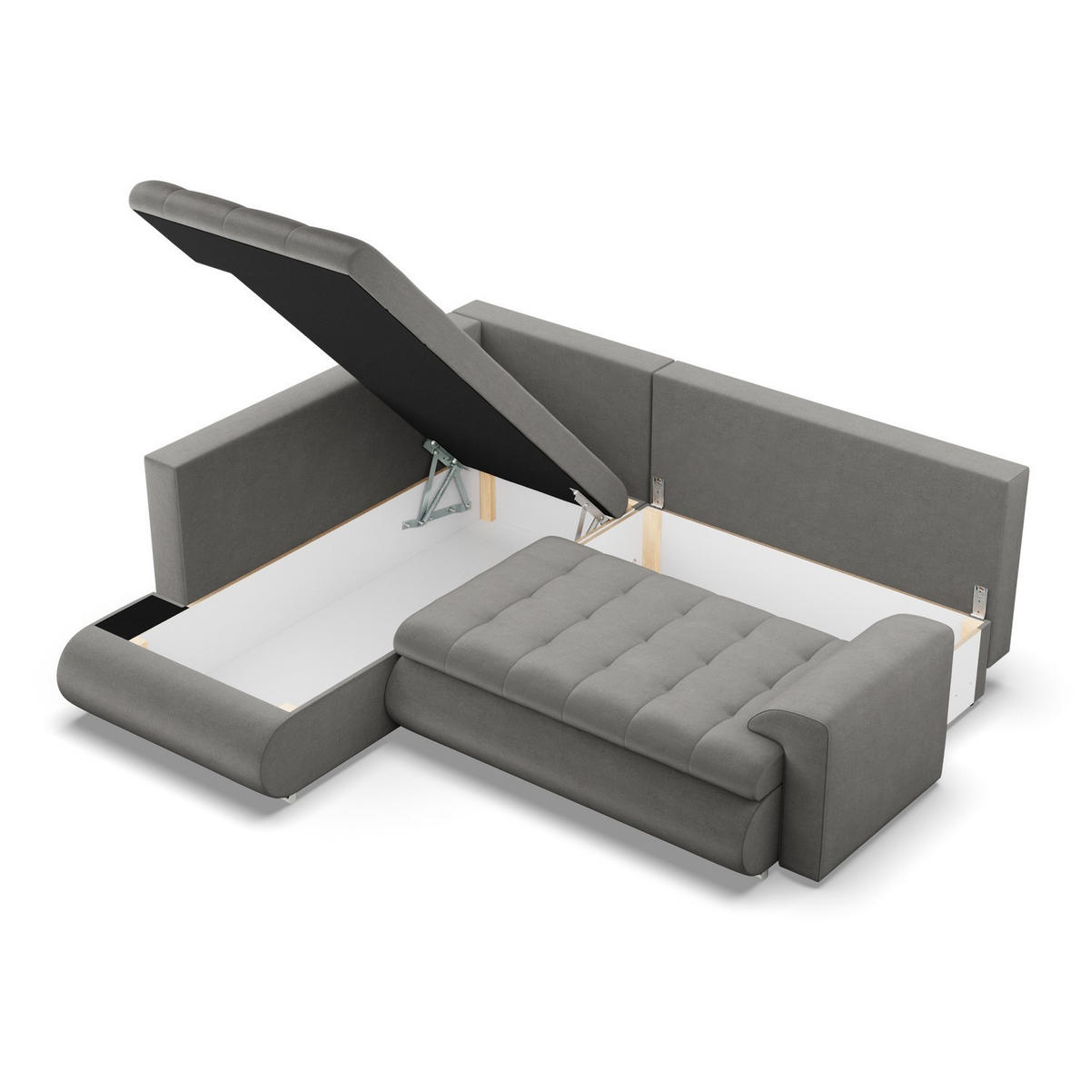 ECKSOFA LINKS MIT SCHLAFFUNKTION FORESTA, Hellgrau - Hellgrau, Textil (230/200cm) - Mebligo