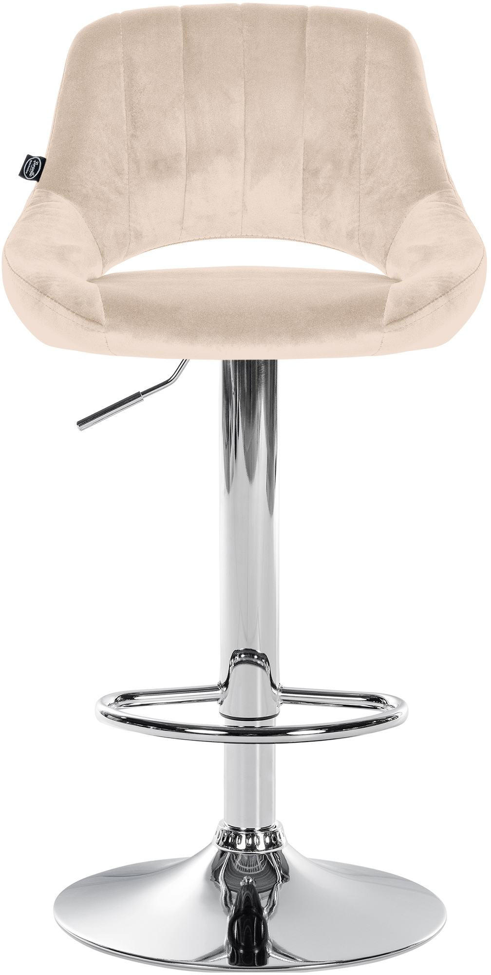 BARHOCKER 2er Set Samt creme - Chromfarben/Creme, Textil (47/85/48cm) - CLP