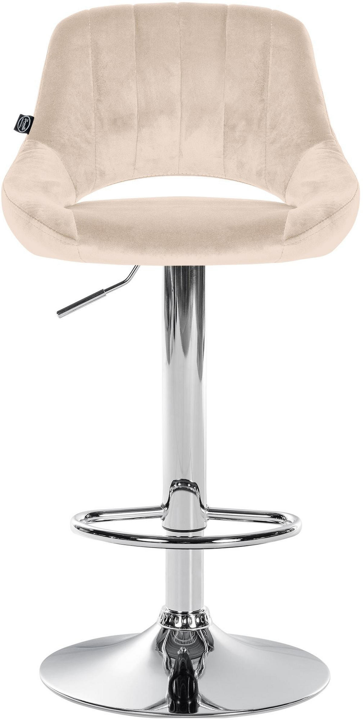 BARHOCKER Samt Creme - Chromfarben/Creme, Textil/Metall (47/85/48cm) - CLP