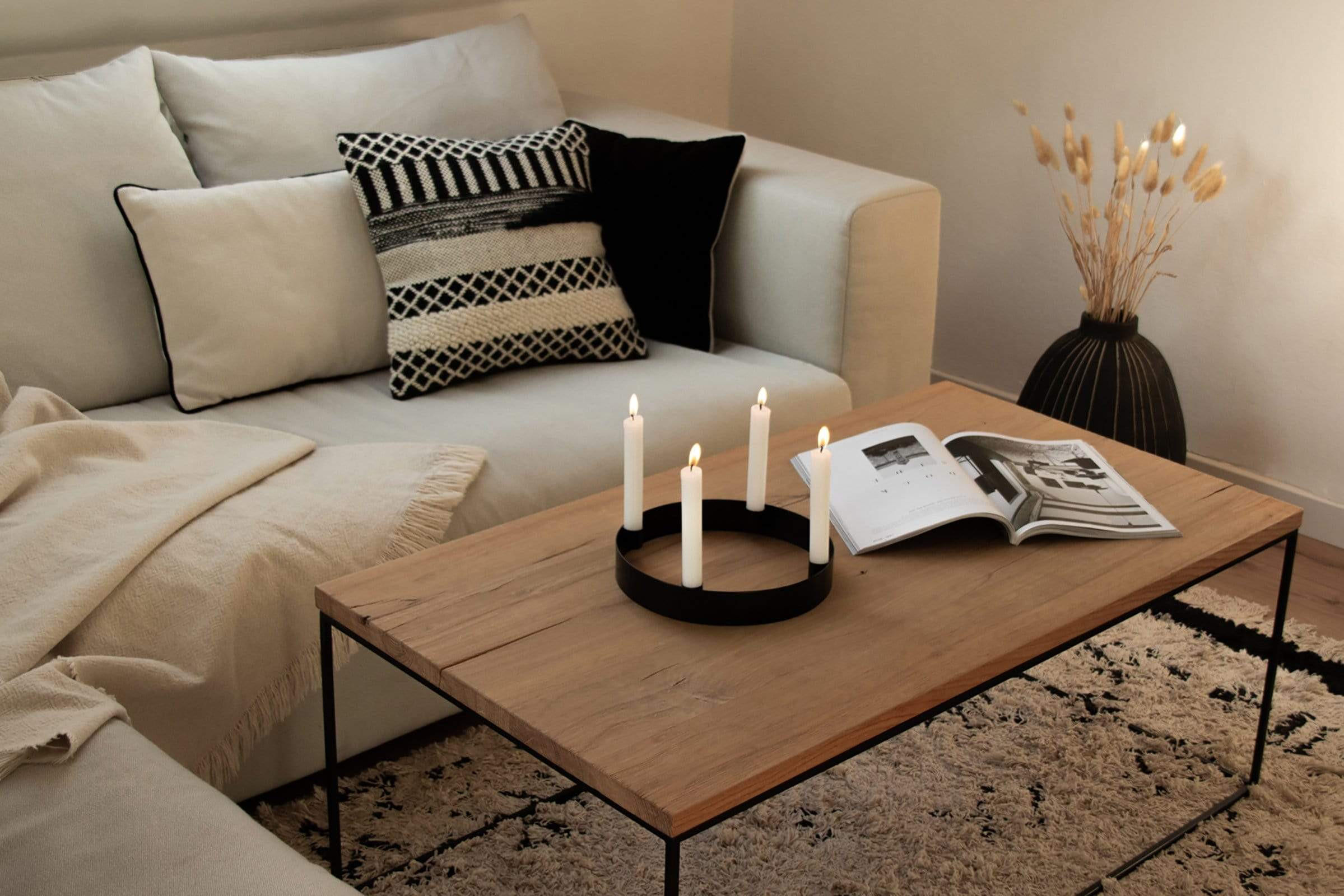 LaLe LIVING Ring-Kerzenständer 'ONYX' – Ø25 Cm, Goldener Eisenring Für 4 Stabkerzen, Moderner Adventskranz & Weihnachtsdeko