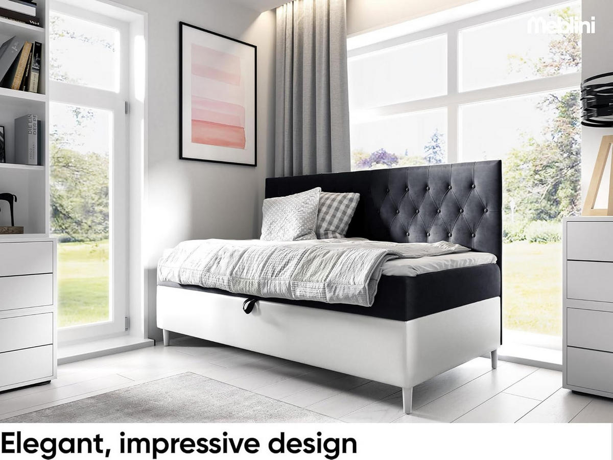 KINDERBETT FLIPPO 2 - Schwarz/Weiß, Holzwerkstoff (92/202cm) - Meblini