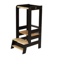 LERNTURM für Kinder, Natur Holz, Schwarz-Natur - Schwarz/Naturfarben, Holz (39/90/90cm) - MeowBaby