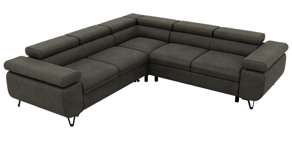 ECKSOFA QUADRO L - Anthrazit Velvet - Rechts Seite - Anthrazit/Schwarz, Textil/Metall (269/269cm) - MKS