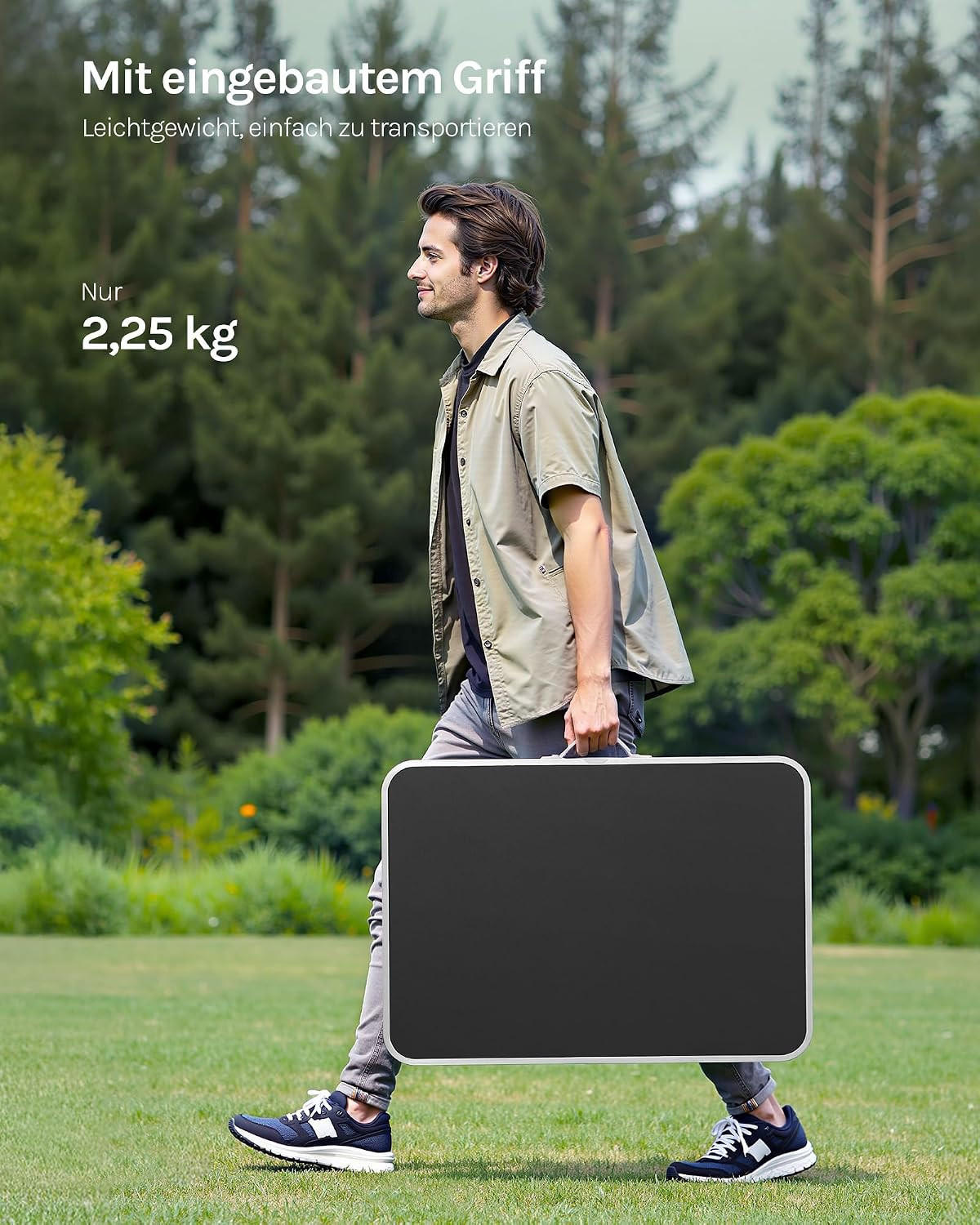 CAMPINGTISCH mit Griff Klappbar 70 x 50 x 60 cm Schwarz - Schwarz, Metall (70/50/60cm) - Woltu