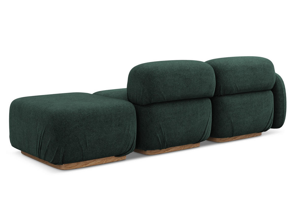 3-SITZER SOFA Bouclé Stoff Grün - Dunkelgrün/Braun, Holz/Textil (258/73/95cm) - Makamii