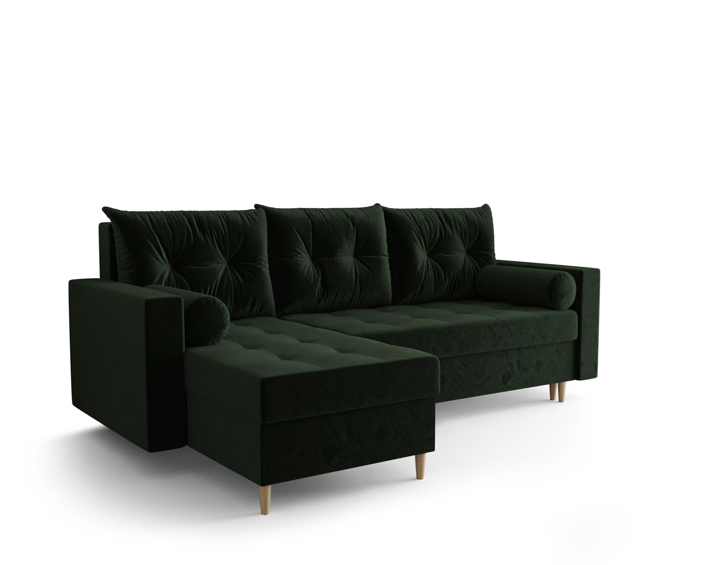 ECKSOFA SKANDI Itaka 10 Links mit Schlaffunktion - Dunkelgrün, Textil (230/145cm) - Bedante