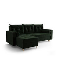 ECKSOFA SKANDI Itaka 10 Links mit Schlaffunktion - Dunkelgrün, Textil (230/145cm) - Bedante
