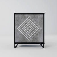 SIDEBOARD POLYGONAL ARTISTRY, Schwarz, 57,5x42x67,5 cm, Schwarze Metall-Rahmenfüße - Multicolor/Schwarz, Holzwerkstoff/Metall (57.5/67.5/42cm) - SpaceRebels