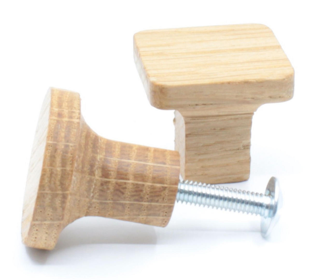 MÖBELKNOPF Eiche massiv, Holzknopf eckig, Schrankknauf Holz - Naturfarben, Holz (2.4/2.2/2.4cm)