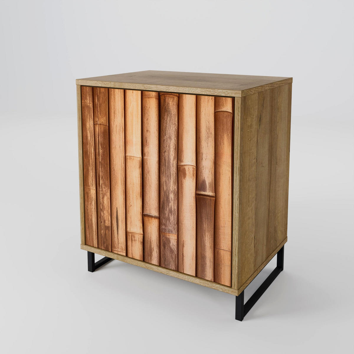 SIDEBOARD NATURAL WOOD, Eichefarben, 57,5x42x77,5 cm, Schräge Buchenholzfüße - Eichefarben/Buchefarben, Holzwerkstoff/Buchenholz (57.5/77.5/42cm) - SpaceRebels