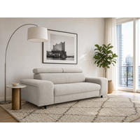 2,5-SITZER Vaasa Flachgewebe Grau klappb. Kopfstützen 198/100/81 cm - Hellgrau, Kunststoff/Textil (198/81/70cm) - foamnova