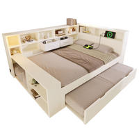 BETT 140/200 cm in Weiß mit Stauraum und USB- und Type-C-Anschlüssen - Weiß, Holz (140/200cm) - Flora Grace