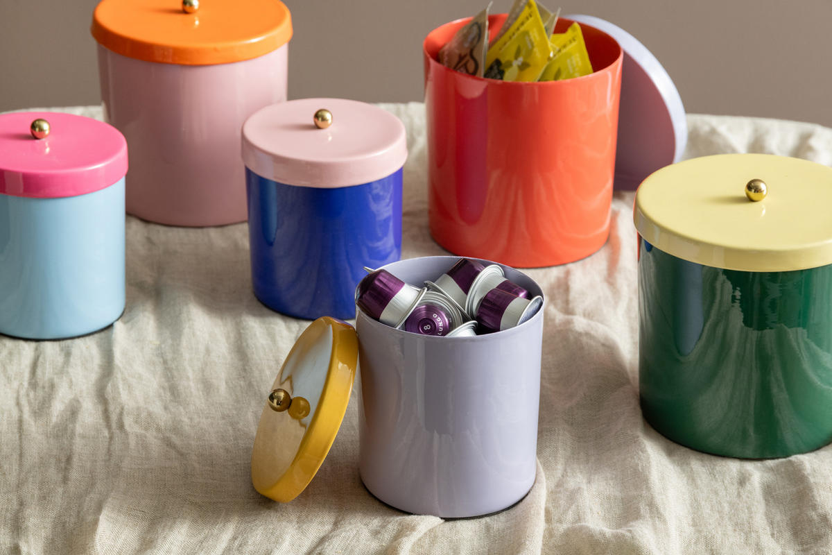 AUFBEWAHRUNGSBOX Double Funky Retro Rosa 14/14/14 cm - Pink, Metall (14/14/14cm) - Present Time