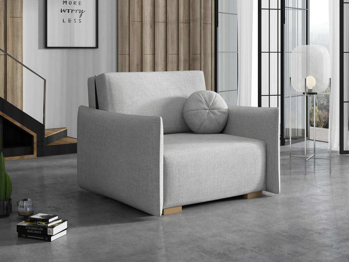 SCHLAFSOFA Viva Glov I - Hellgrau/Naturfarben, Holz/Textil (104/85/98cm) - MIRJAN24