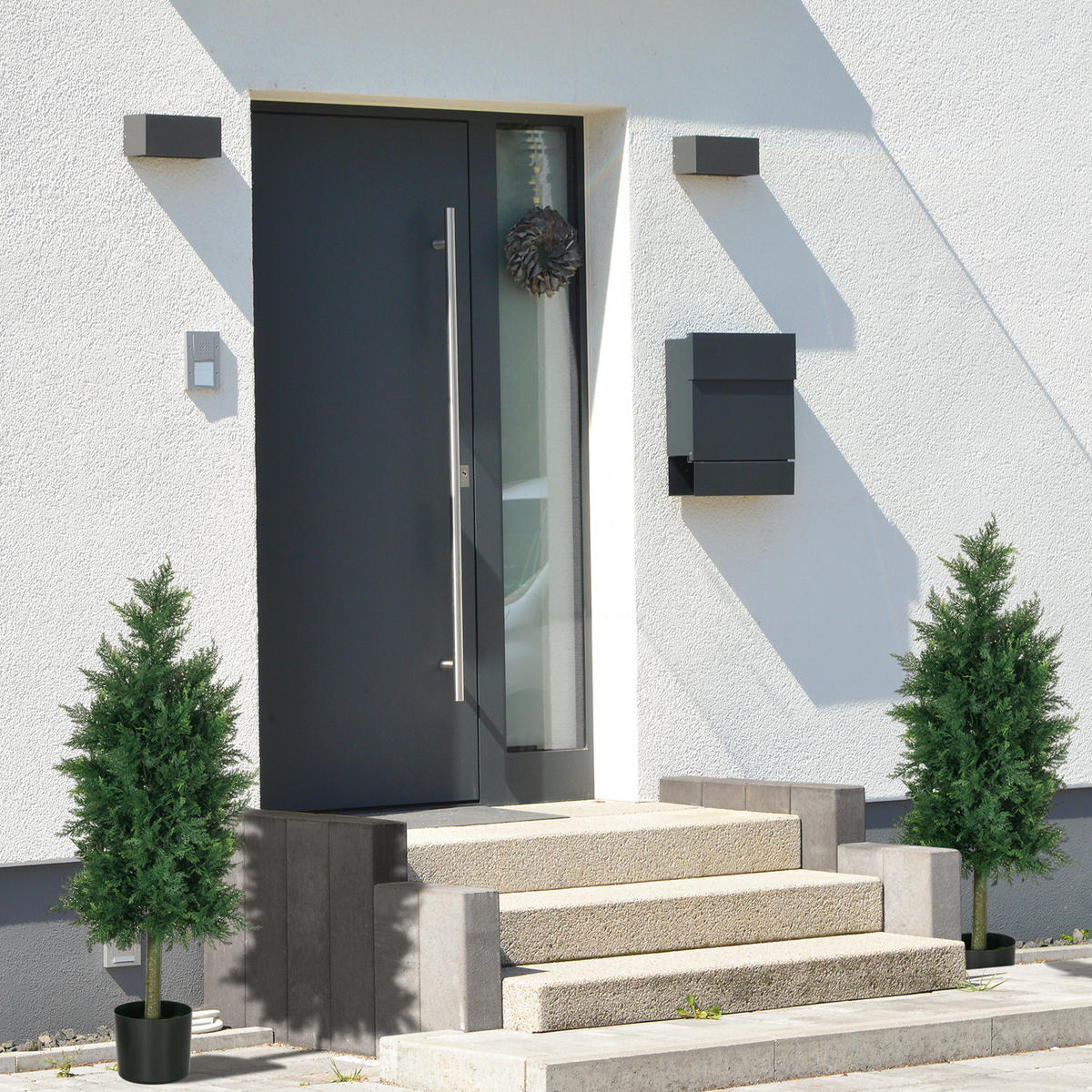 KUNSTPFLANZE 2er-Set DE-16642 90 cm, Conifère, UV-Schutz Grün - Grün, Kunststoff (90cm) - ComfortXL