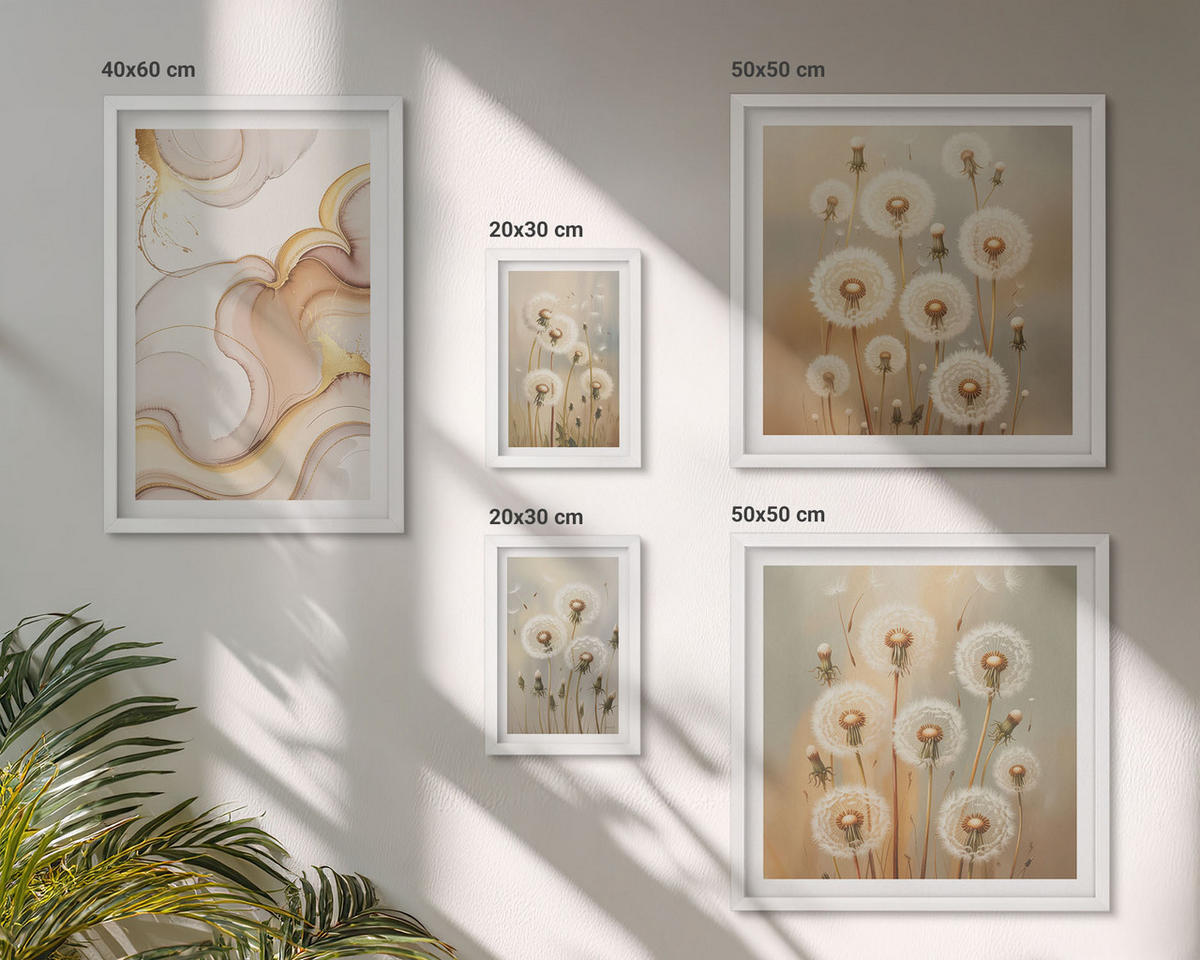 WANDBILDER 5er-Set - 50x50 cm & 20x30 cm & 40x60 cm Weißer Rahmen - Zitronenblüten am Meer - Weiß, Kunststoff (40/60cm) - ArtPrintCave