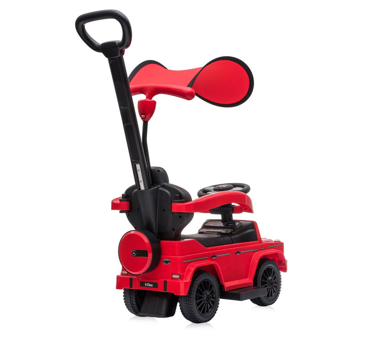 RUTSCHER Mercedes Benz G350D rot Sonnendach, Schiebestange, Musik - Rot, Kunststoff (86/40/95cm) - Lorelli