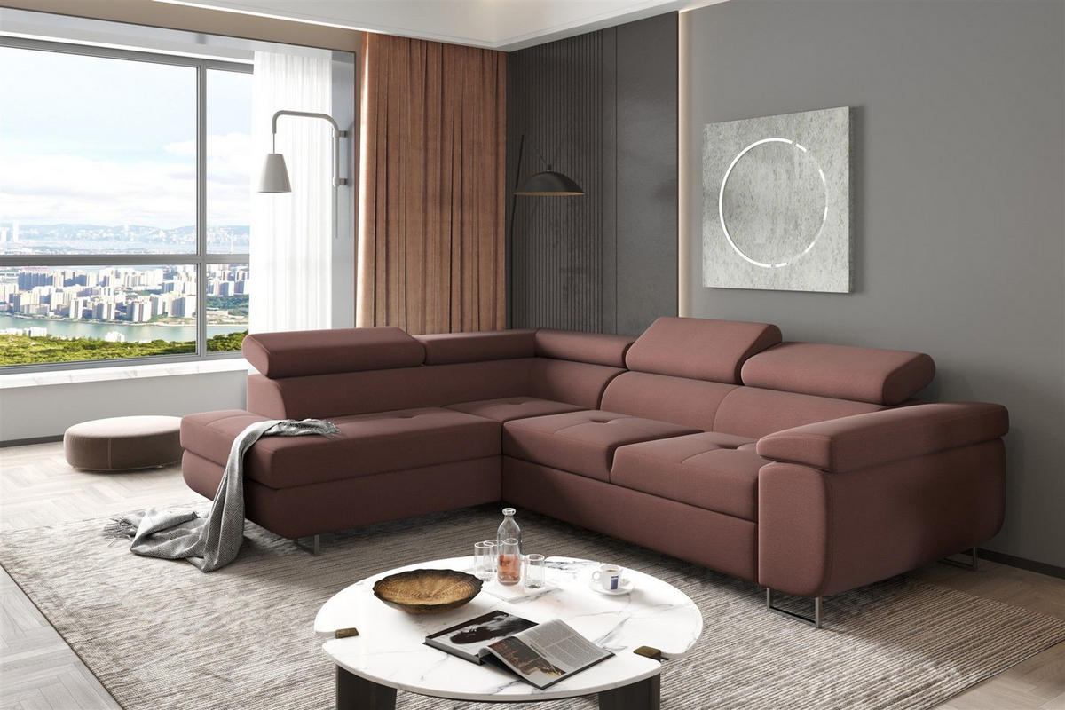 ECKSOFA Jade Mit Schlaffunktion - Rot, Holzwerkstoff/Textil (202/275cm) - Fun Möbel
