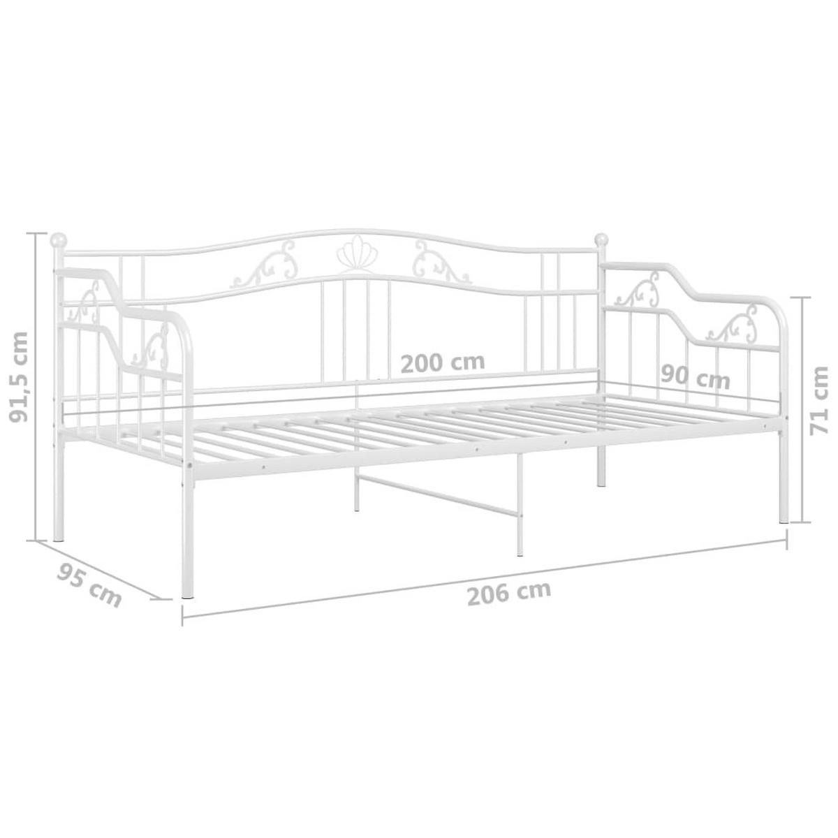 SCHLAFSOFA Bettgestell Weiss Metall 90/200 Cm - Weiß, Naturmaterialien (90/200cm) - vidaXL