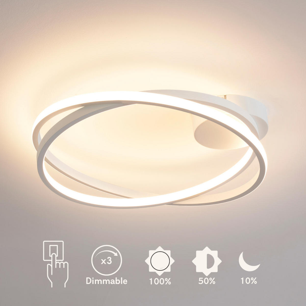 DECKENLEUCHTE Unity, Weiß, 50.8cm - Weiß, Metall (50.8/50.3/13cm) - KOSILUM