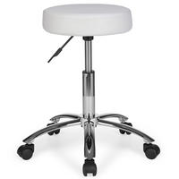 ROLLHOCKER gepolstert, 360° drehbar, ergonomisch bis 100 kg ARNO, Weiß 55x55x70 cm - Silberfarben/Weiß, Textil/Metall (55/70/55cm) - KADIMA DESIGN