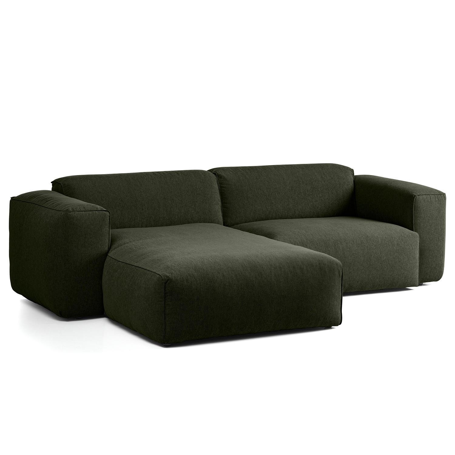 1,5-SITZER ECKSOFA mit Longchair - Schwarz/Grau, Kunststoff/Textil (260/173cm) - home24