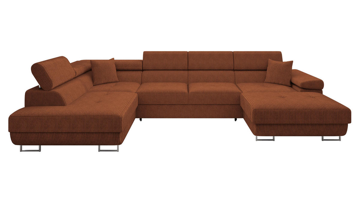 WOHNLANDSCHAFT Torezio Bis Cord, Seite: Links - Braun, Holz/Textil (346/90/203cm) - MIRJAN24