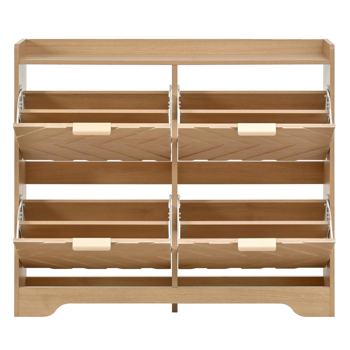 SCHUHSCHRANK mit 4 Klappfächern 105 x 24 x 90 cm MDF Natural - Braun, Holz (24/90/105cm) - Beauniv