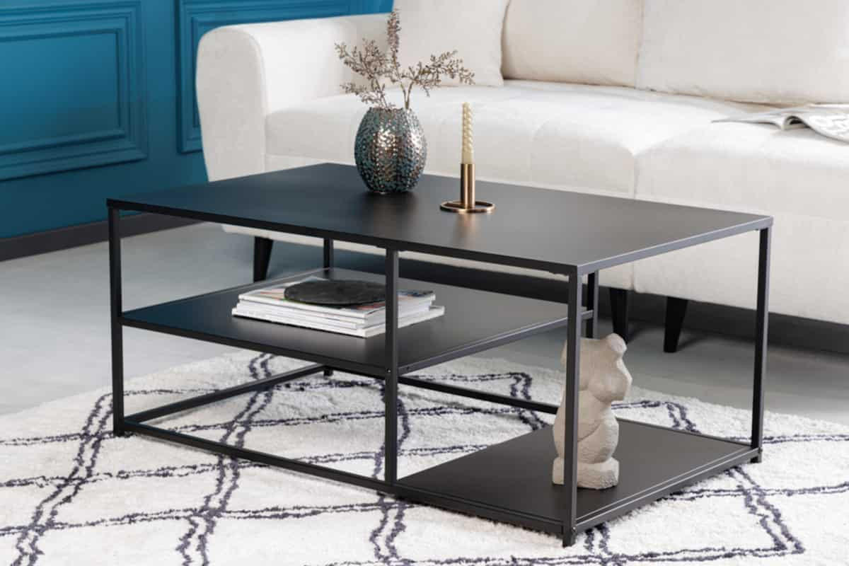 COUCHTISCH DURA STEEL Stahl rechteckig Schwarz 100cm - Schwarz, Metall (60/100/45cm) - riess-ambiente