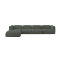 ECKSOFA Ottomane Links MIRA-L3 409x179x70 Grün Velours - Schwarz/Grün, Holzwerkstoff/Kunststoff (409/179cm) - ALTDECOR