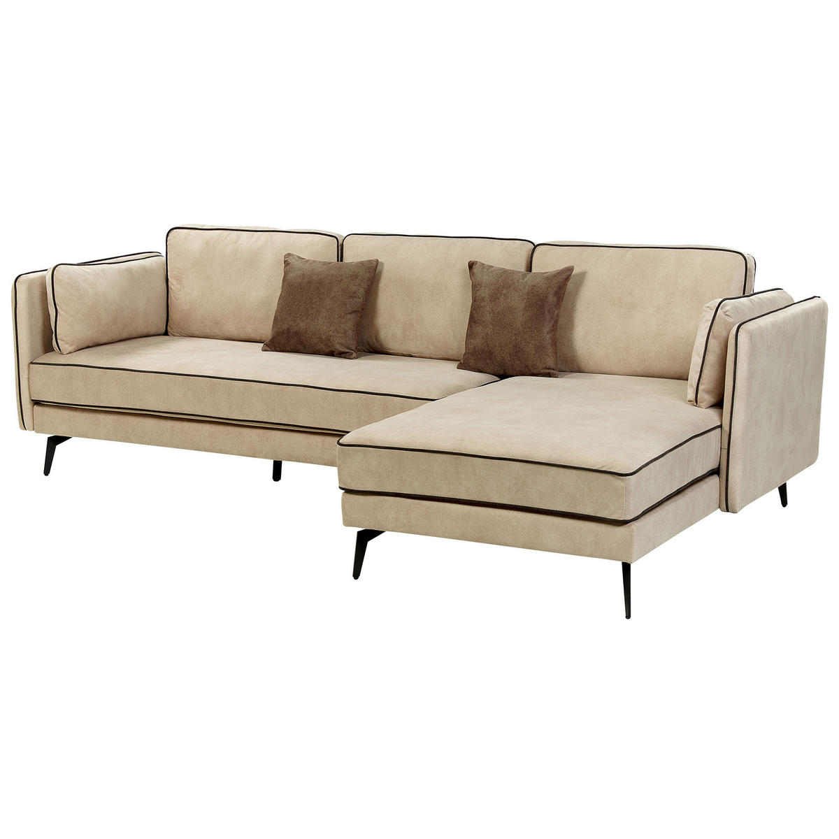 3-SITZER-ECKSOFA Samtstoff Beige Altan - Beige, Textil (268/157cm) - Beliani