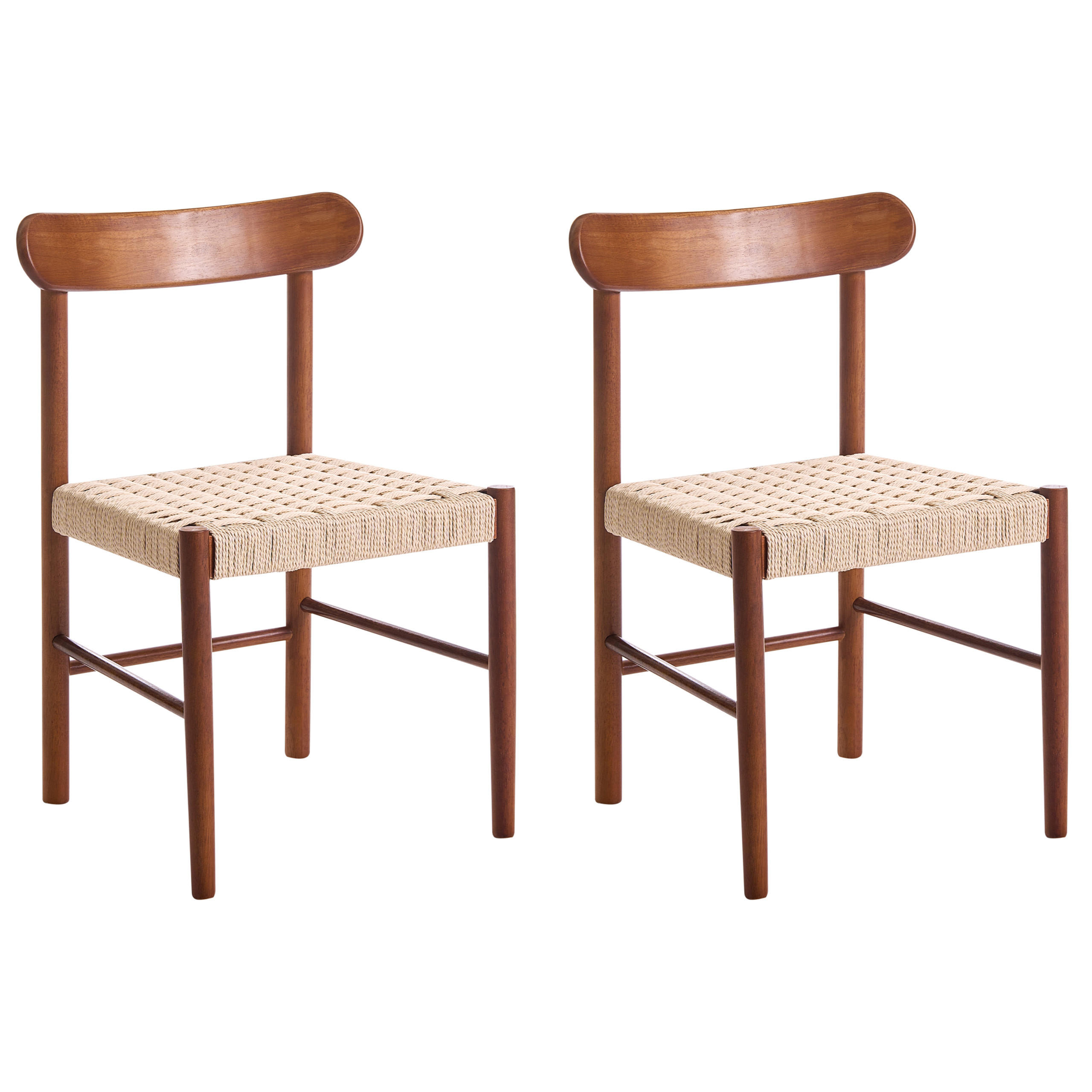 ESSZIMMERSTUHL 2er-Set Holz Braun/Beige Eagan - Braun, Holz (50/76/46cm) - Beliani