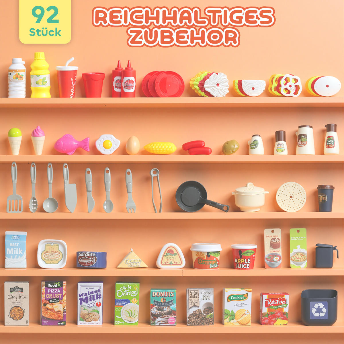 KINDERKÜCHE Spielküche mit Ofen Spüle Licht-und Soundfunktion und Zubehör - Grün, Kunststoff (24/44.5cm) - AIYAPLAY