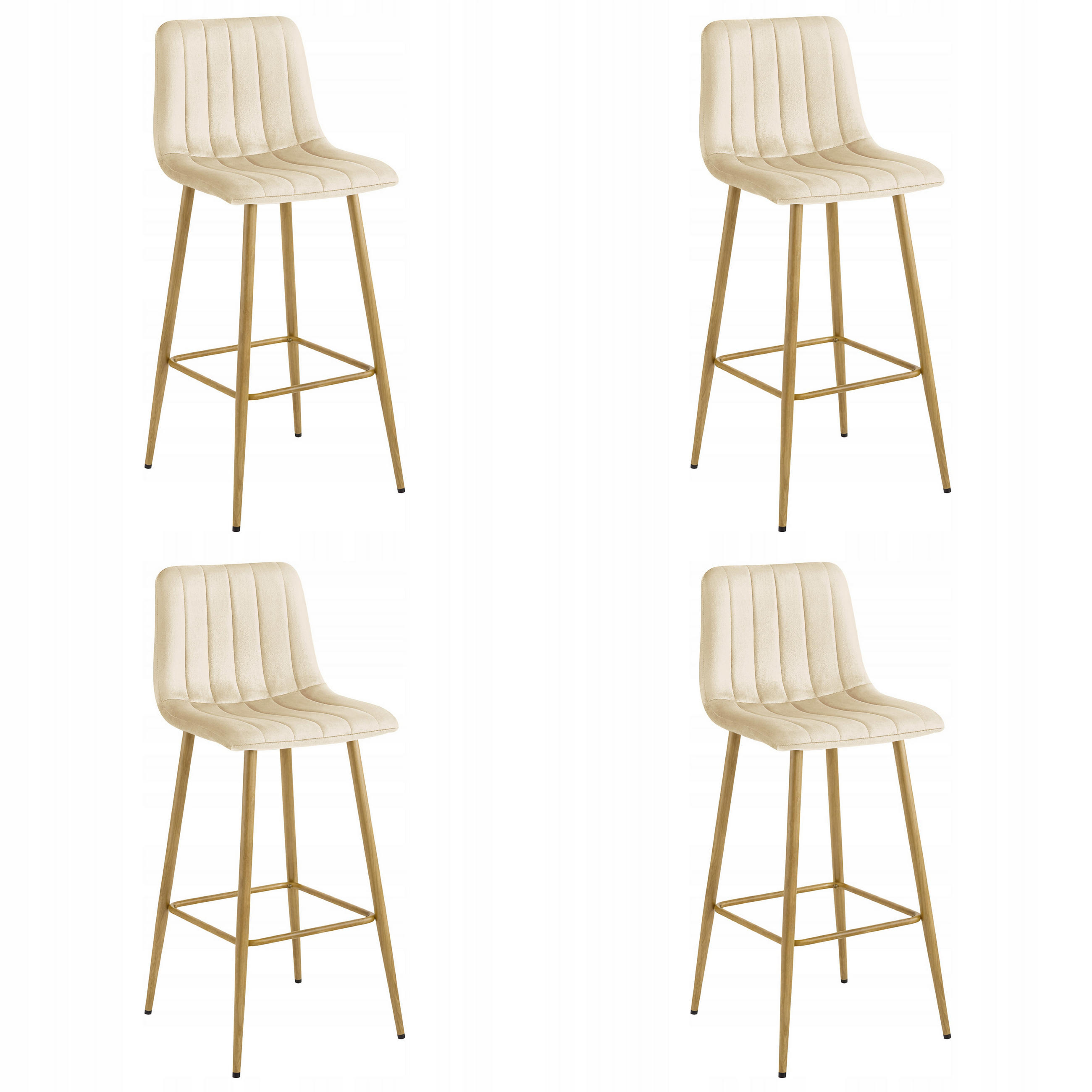 BARHOCKER 4 Stück Beige 43x49 cm POZZA Ergonomisches Sitzkissen - Beige, Metall (43/46/49cm)
