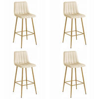 BARHOCKER 4 Stück Beige 43x49 cm POZZA Ergonomisches Sitzkissen - Beige, Metall (43/46/49cm)