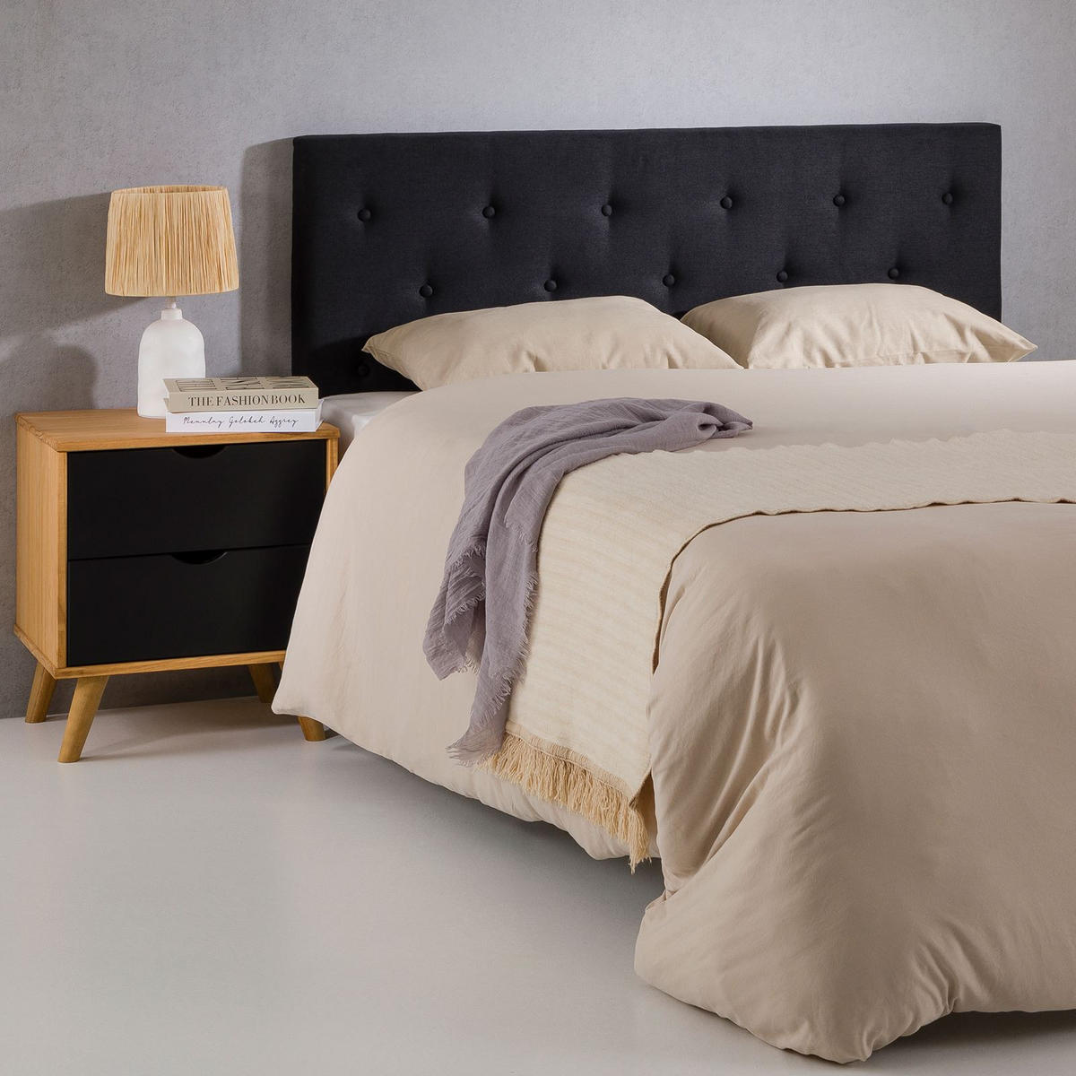 KOPFTEIL LULINE 160X190 CM - Schwarz, Textil (160/92/7cm) - IDIMEX