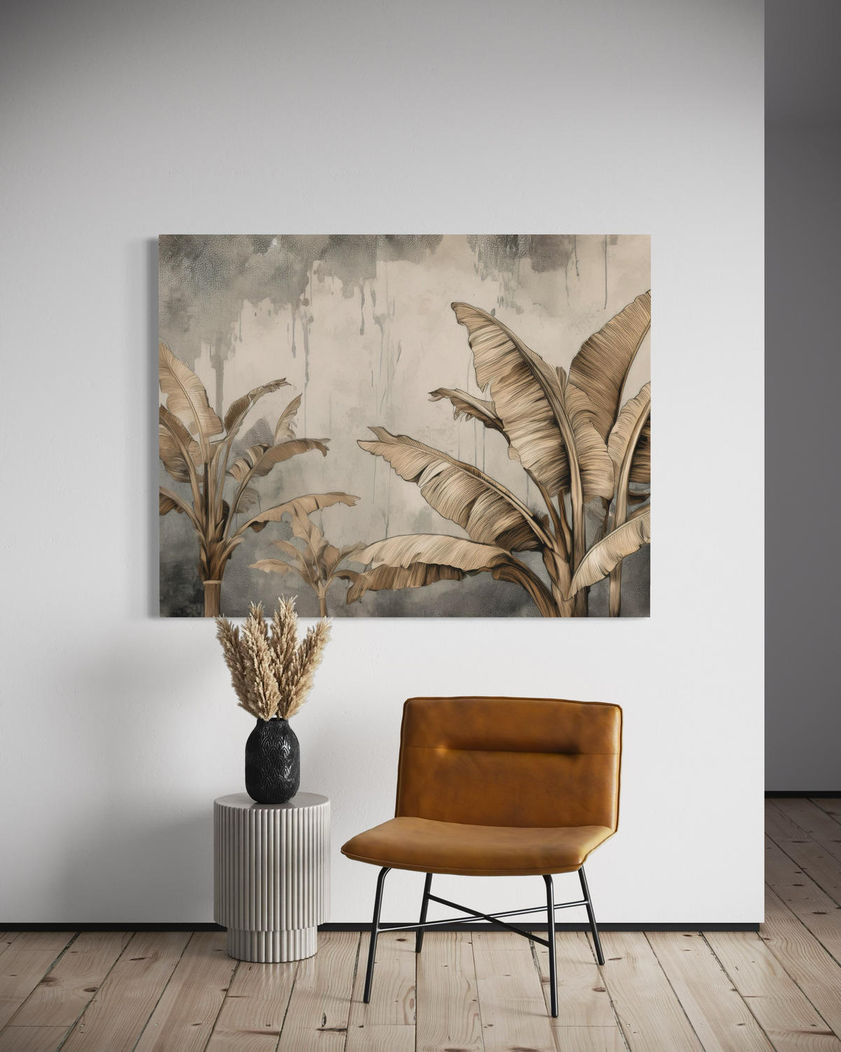 WANDBILD exotische blätter beige - Beige, Textil (60/40cm) - Feeby