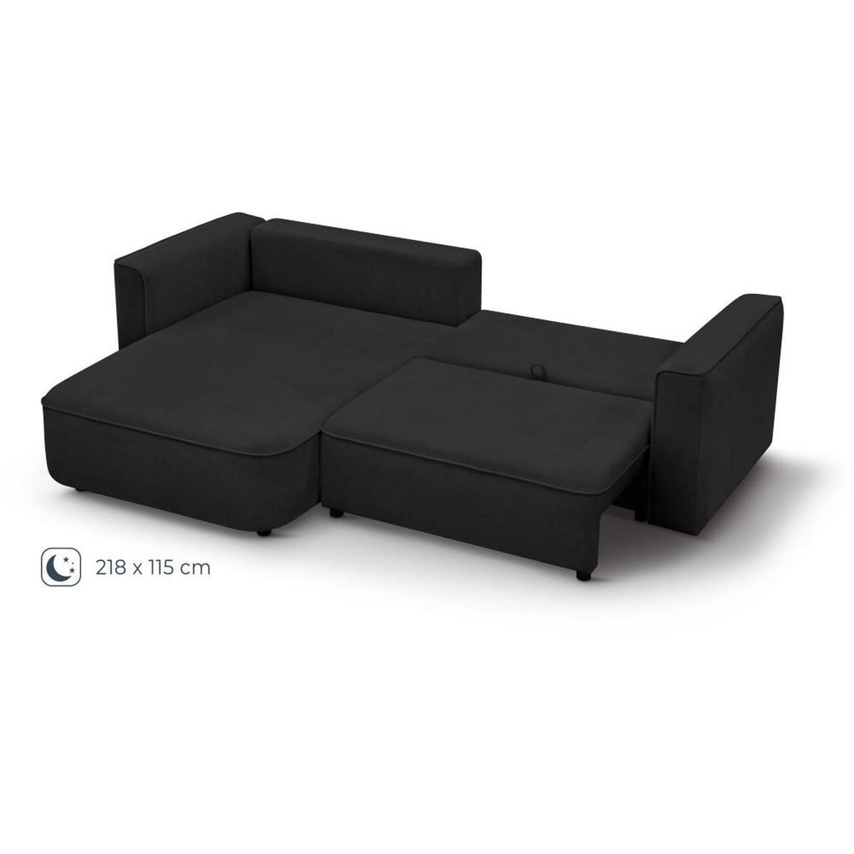 ECKSCHLAFSOFA Carlos schwarz - Schwarz, Kunststoff/Textil (265/170cm) - Beautysofa
