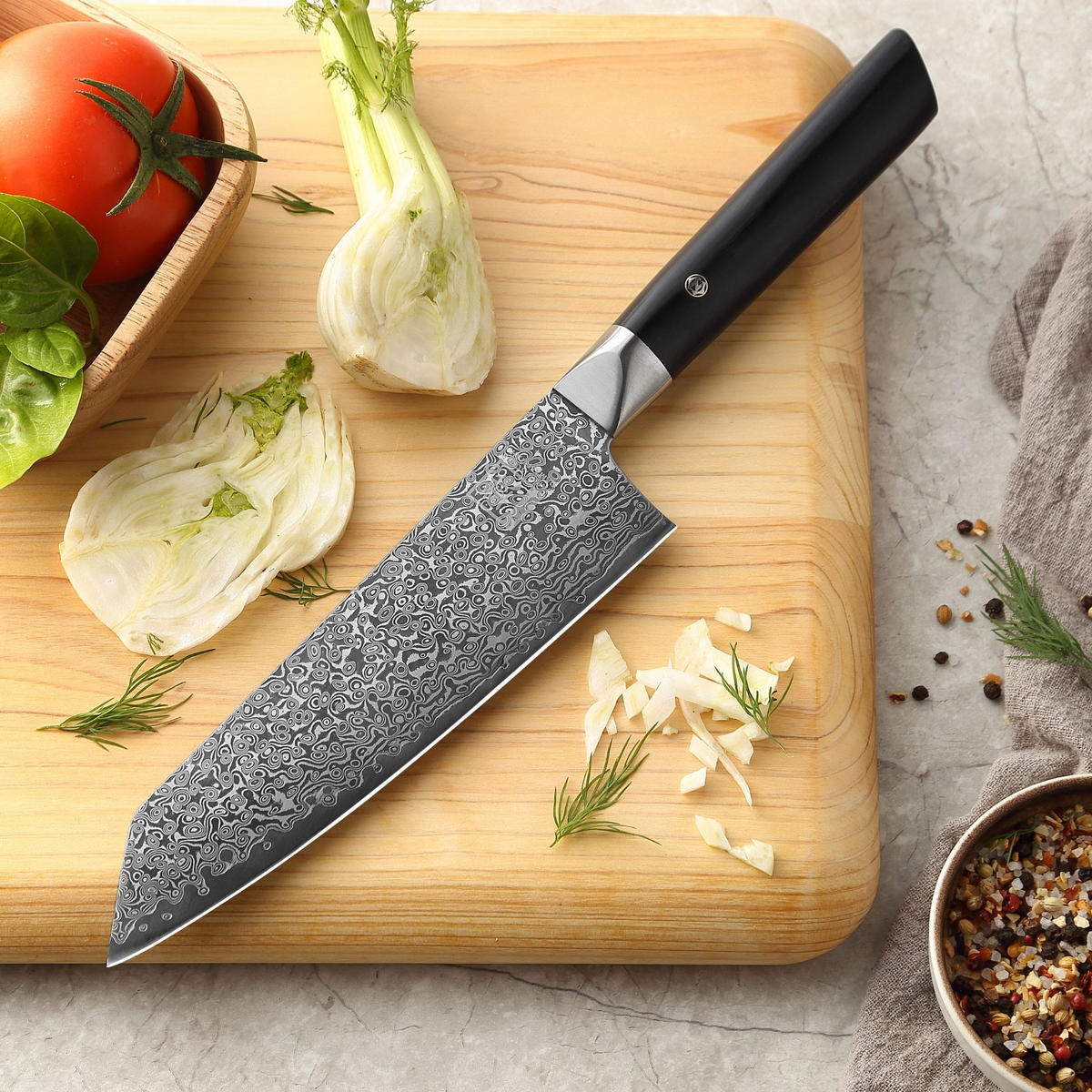 KIRITSUKE-MESSER 20 cm - Schwarz, Holz/Metall (33cm) - Zayiko