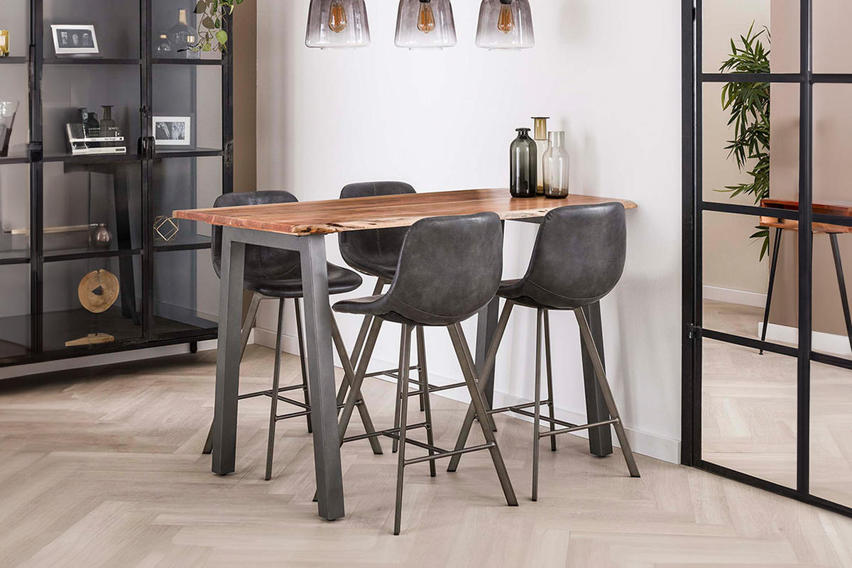 BARTISCH ERGEA Holz Akazie - Schwarz/Braun, Holz/Metall (80/92/147cm) - KAWOLA