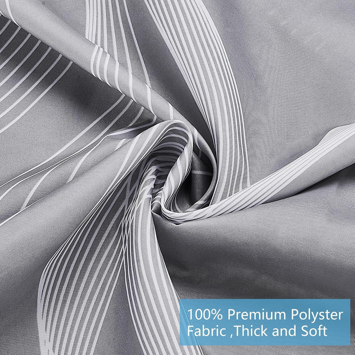 DUSCHVORHANG Grau Polyester wasserdicht maschinenwaschbar Badezimmer mit Haken - Multicolor, Kunststoff (200/180cm) - MCBOSON