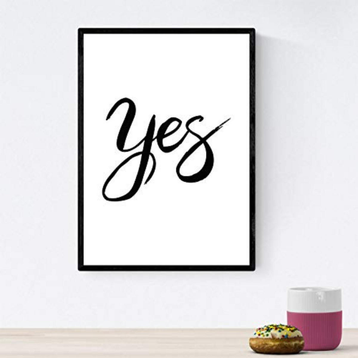 POSTER Set mit 4 glücklich und bunt Dream Big A4 Schwarzer Rahmen - Schwarz, Papier (29.7/3cm) - Nacnic