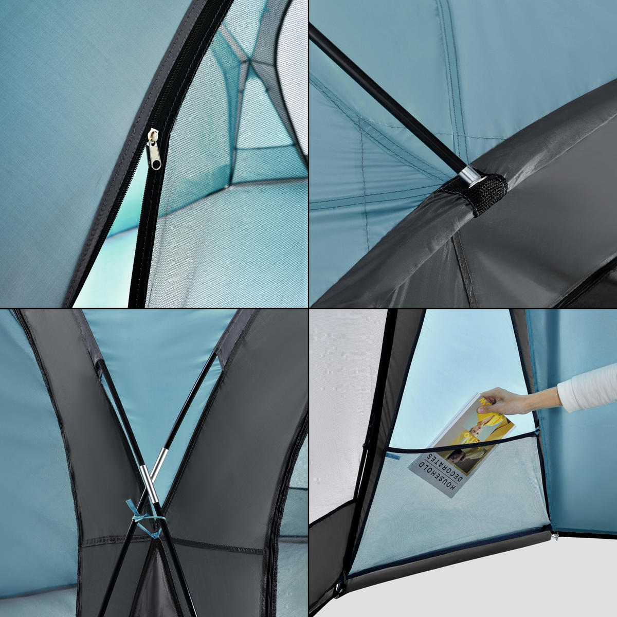 PAVILLON Grästorp - Dunkelgrau/Hellblau, Textil (345/247/345cm) - pro.tec