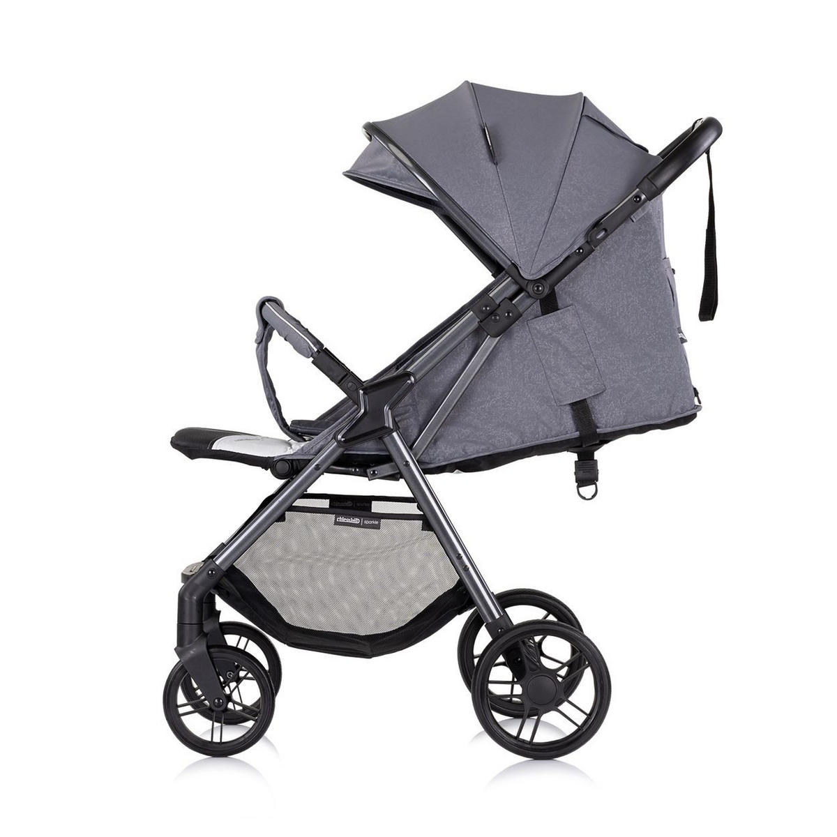 BUGGY Sparkle grau faltbar, Gurt am Griff, verstellbar - Grau, Metall (84/55/97cm) - Chipolino