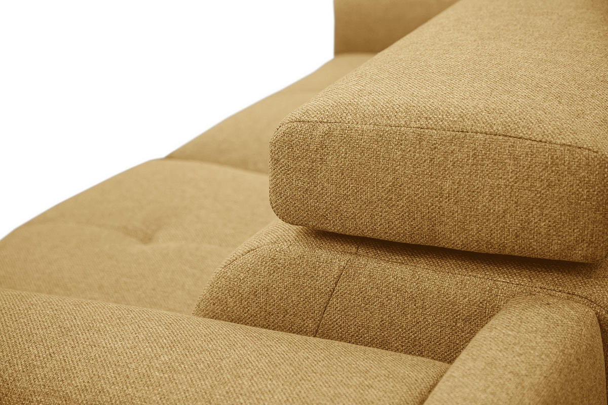 RELAXSOFA MATERA 3-Sitzer mit 2 Relaxfunktionen, dunkelgelb - Dunkelgelb/Schwarz, Holzwerkstoff/Textil (212/82/103cm) - Courtois Laville