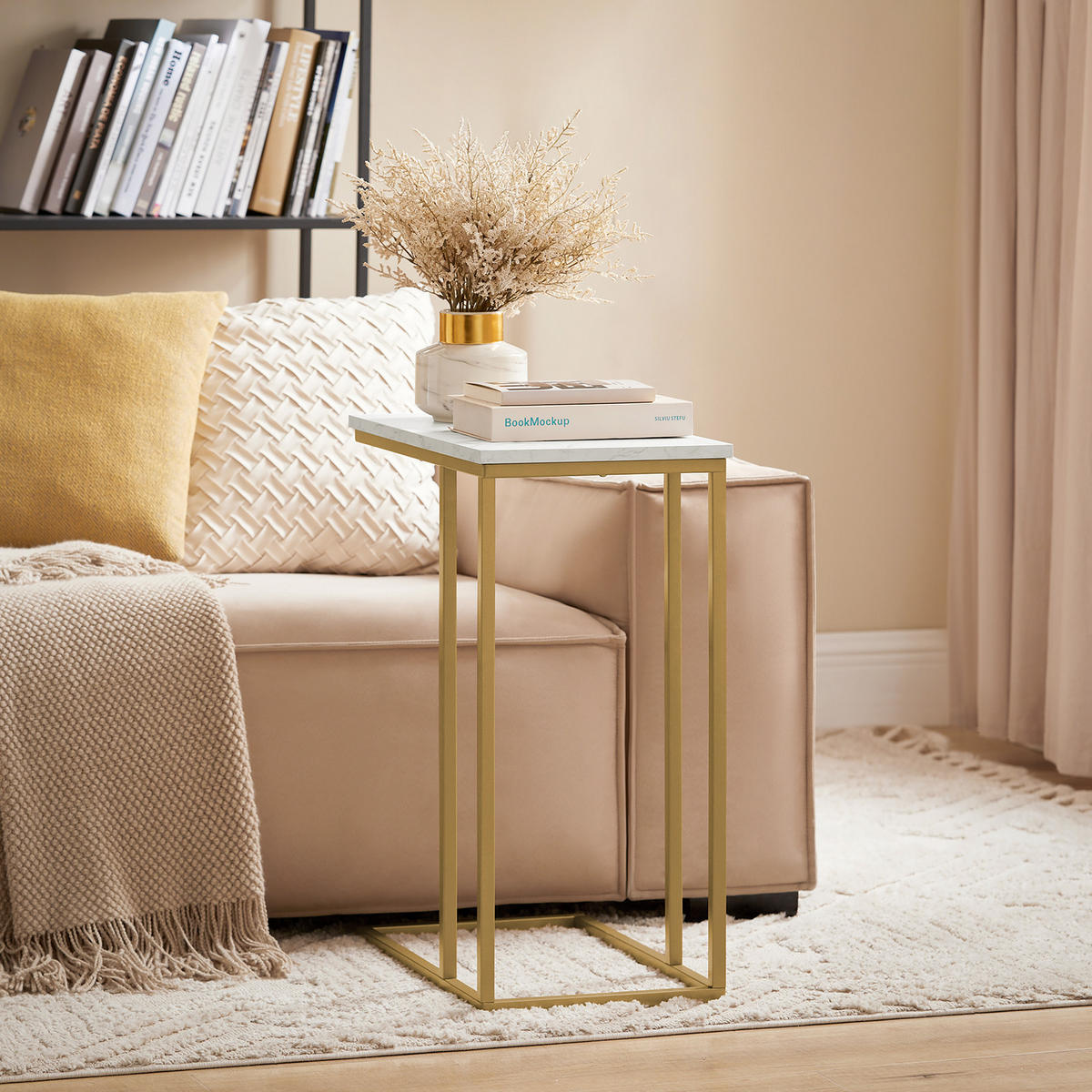 BEISTELLTISCH Golden - Goldfarben, Holzwerkstoff (30/48/61cm) - SoBuy